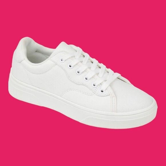 Journee Collection Women's White lace Up Comfort Foam Jennings Sneakers Size 9